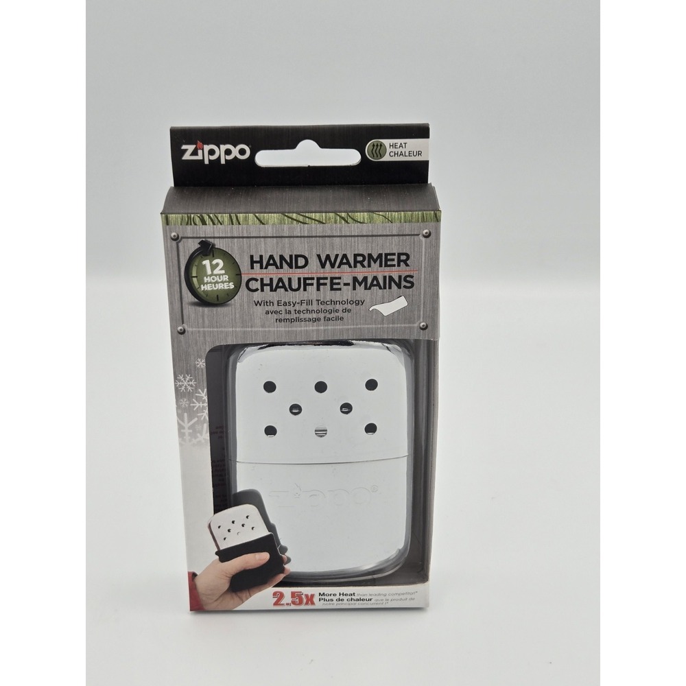 New Zippo Refillable Hand Warmer 12-Hour Sliver Ski, Stadium, Hunt, Sled New